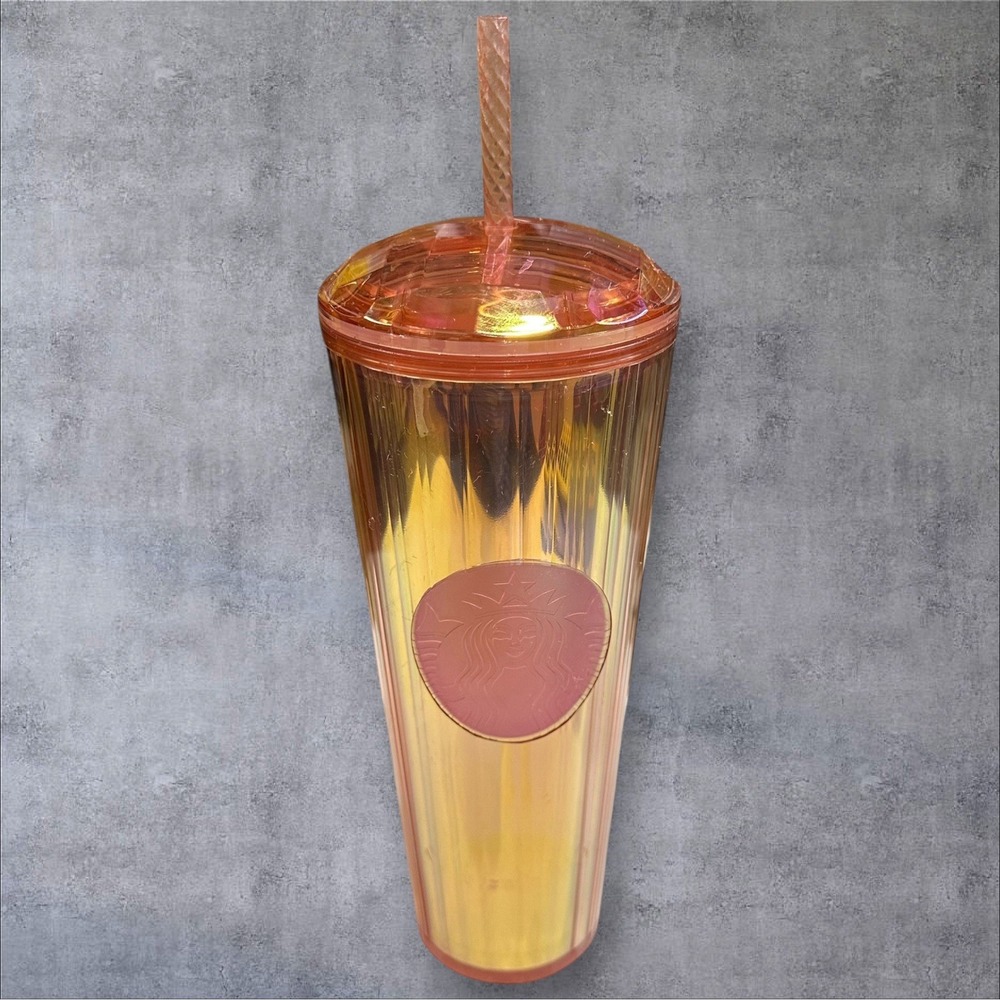 Starbucks 24oz Venti Iridescent Orange Kaleidoscope Unicorn Tumbler Cup 2019